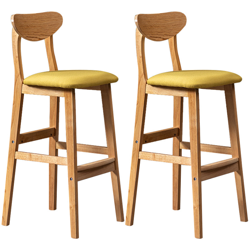 40" H Solid Wood Barstool Nordic Style Indoor Backrest Counter Stools with Cushion