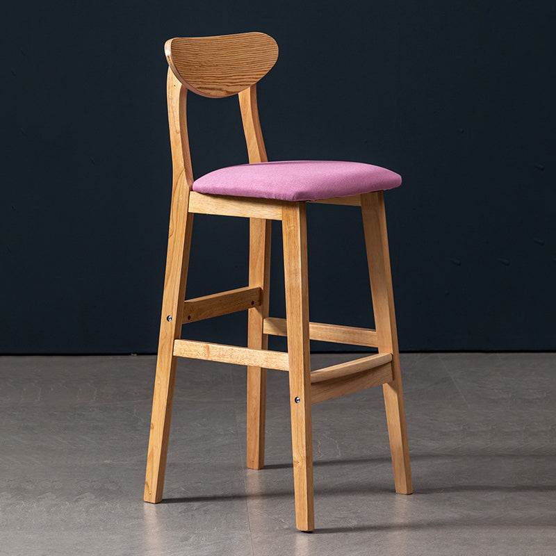 40" H Solid Wood Barstool Nordic Style Indoor Backrest Counter Stools with Cushion