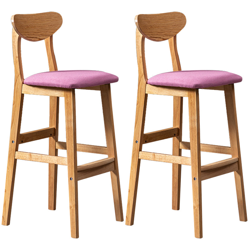 40" H Solid Wood Barstool Nordic Style Indoor Backrest Counter Stools with Cushion