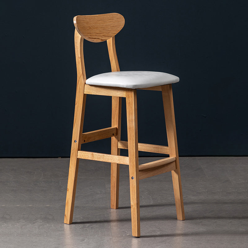 40" H Solid Wood Barstool Nordic Style Indoor Backrest Counter Stools with Cushion