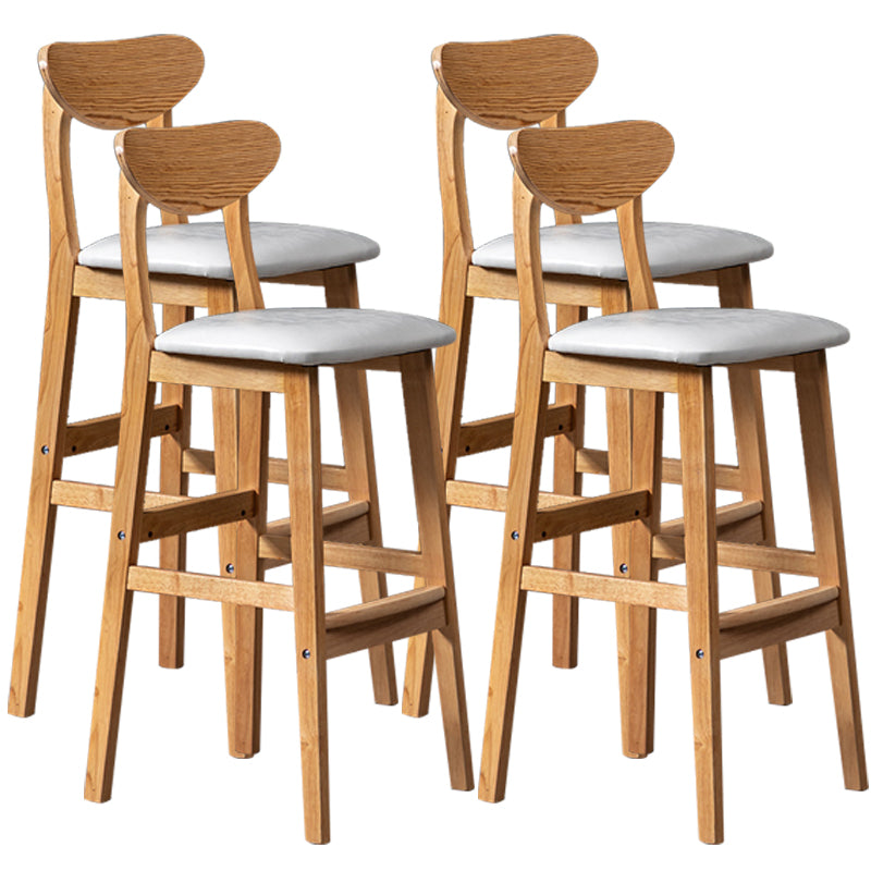 40" H Solid Wood Barstool Nordic Style Indoor Backrest Counter Stools with Cushion