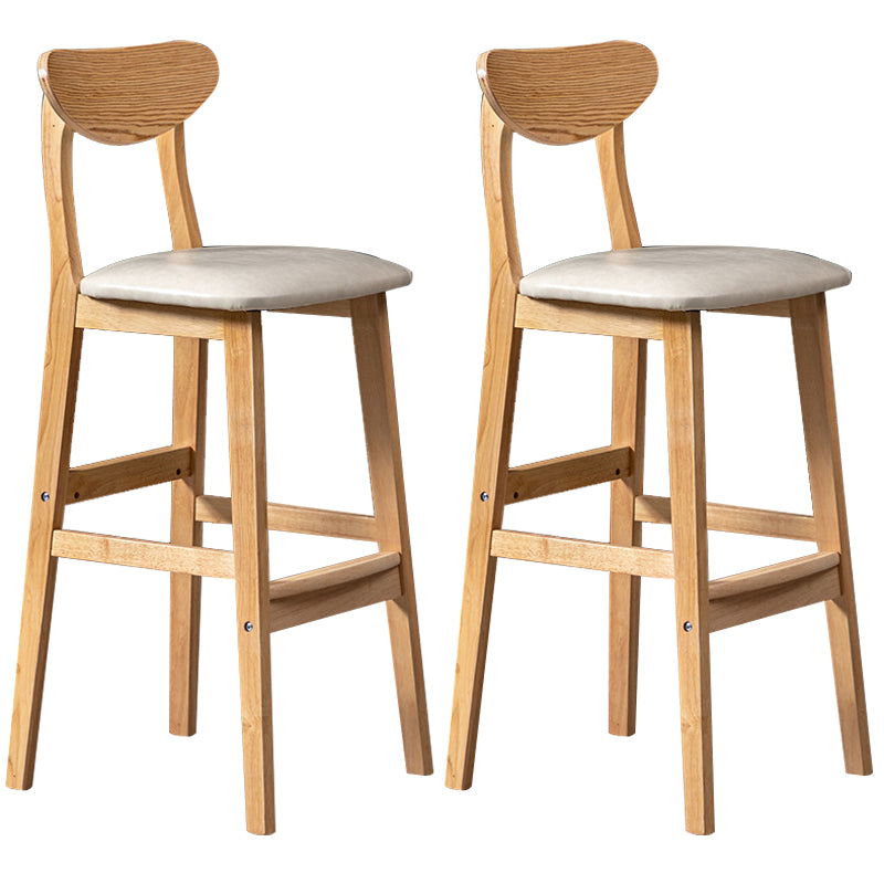 40" H Solid Wood Barstool Nordic Style Indoor Backrest Counter Stools with Cushion