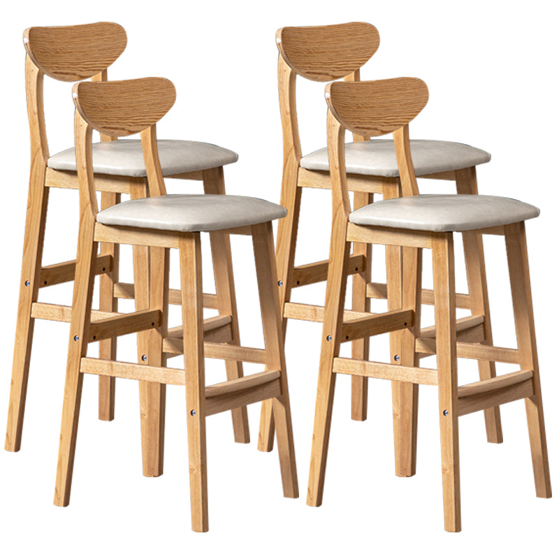 40" H Solid Wood Barstool Nordic Style Indoor Backrest Counter Stools with Cushion