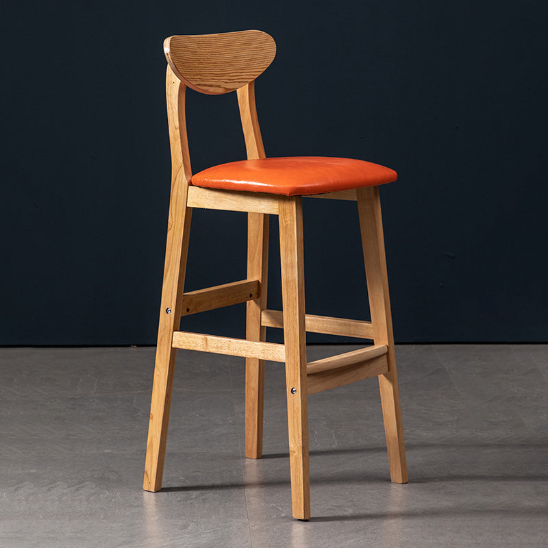 40" H Solid Wood Barstool Nordic Style Indoor Backrest Counter Stools with Cushion