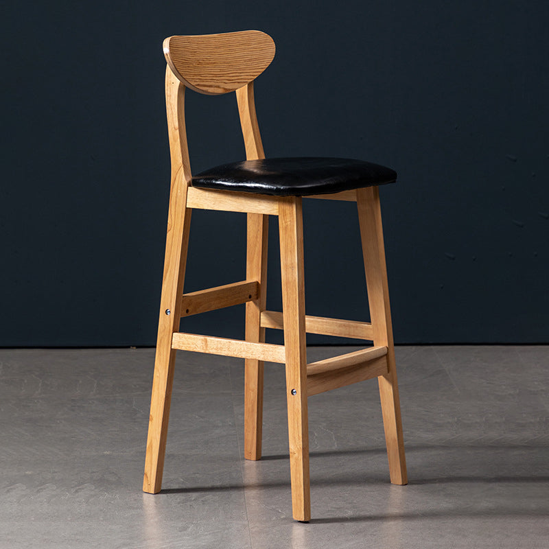 40" H Solid Wood Barstool Nordic Style Indoor Backrest Counter Stools with Cushion