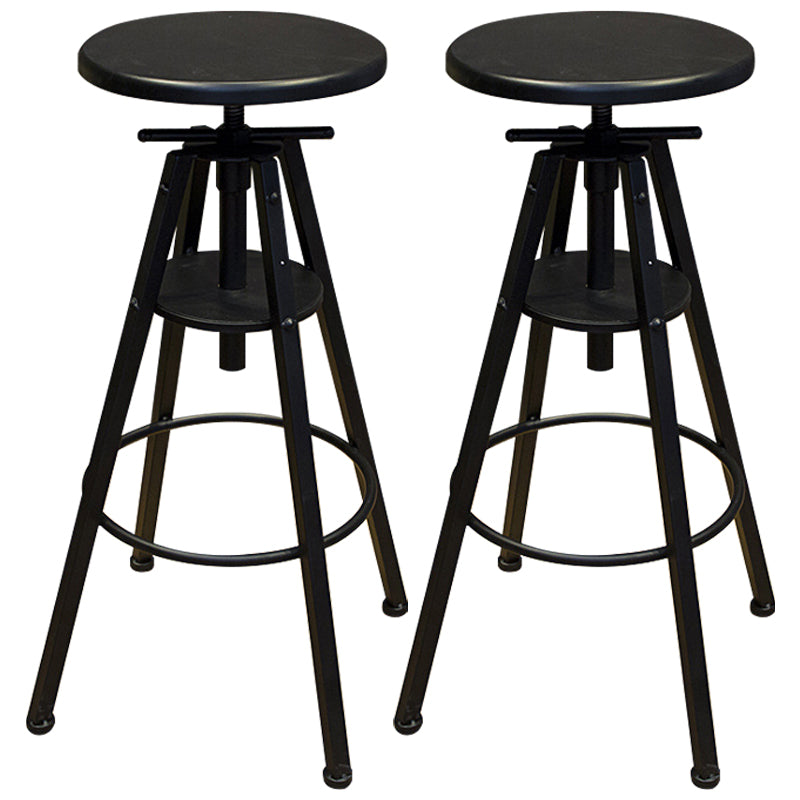 Height Adjustable Metal Barstools Industrial Style Backless Counter Stools Black