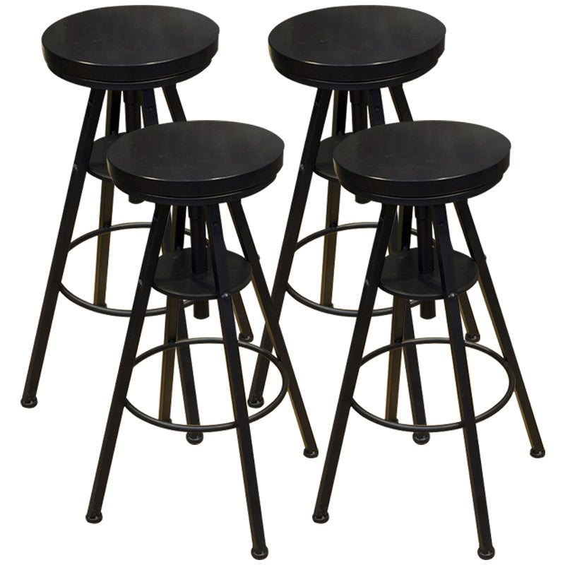 Height Adjustable Metal Barstools Industrial Style Backless Counter Stools Black