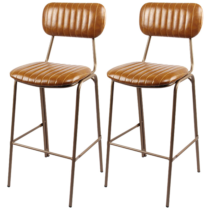 Industrial Leather Distressed Quilted Barstool Indoor Tall Stool with Rectangle Seat