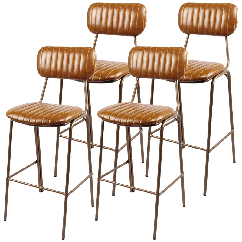 Industrial Leather Distressed Quilted Barstool Indoor Tall Stool with Rectangle Seat
