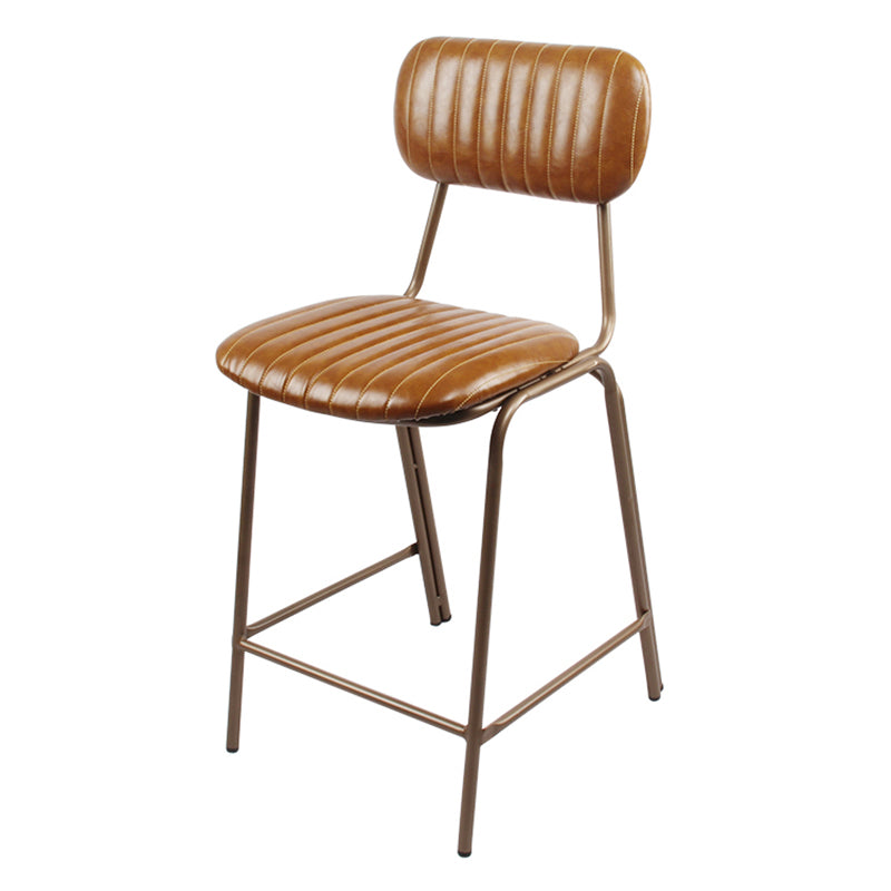 Industrial Leather Distressed Quilted Barstool Indoor Tall Stool with Rectangle Seat