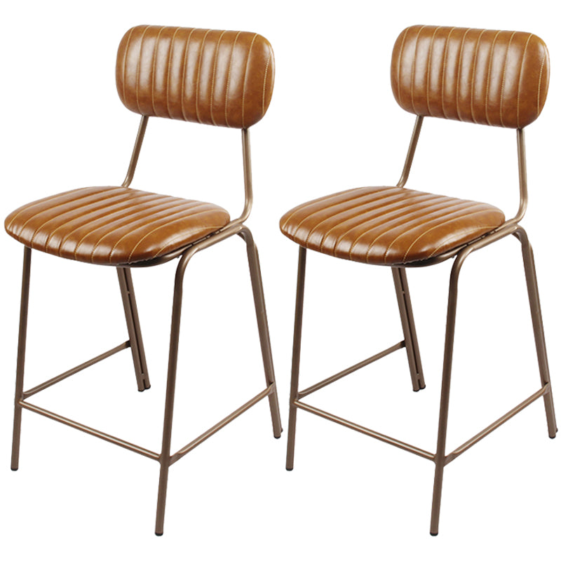Industrial Leather Distressed Quilted Barstool Indoor Tall Stool with Rectangle Seat