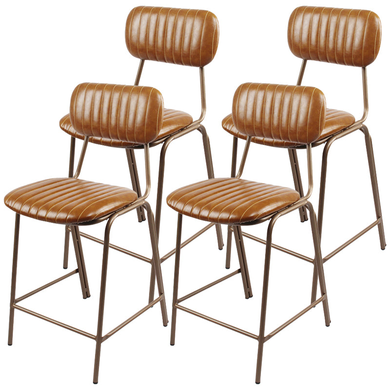 Industrial Leather Distressed Quilted Barstool Indoor Tall Stool with Rectangle Seat