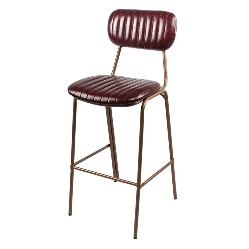 Industrial Leather Distressed Quilted Barstool Indoor Tall Stool with Rectangle Seat