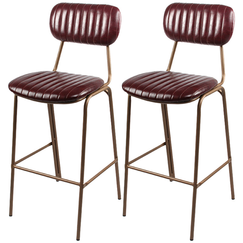 Industrial Leather Distressed Quilted Barstool Indoor Tall Stool with Rectangle Seat