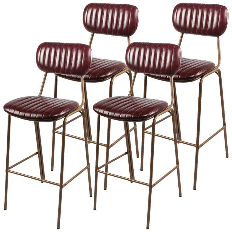 Industrial Leather Distressed Quilted Barstool Indoor Tall Stool with Rectangle Seat