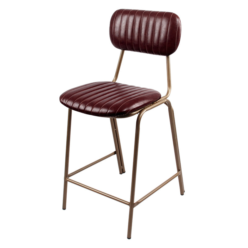 Industrial Leather Distressed Quilted Barstool Indoor Tall Stool with Rectangle Seat