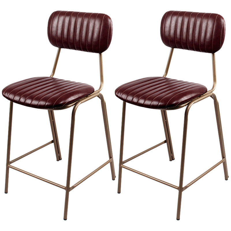 Industrial Leather Distressed Quilted Barstool Indoor Tall Stool with Rectangle Seat