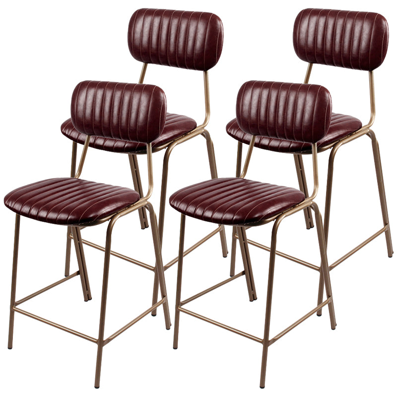 Industrial Leather Distressed Quilted Barstool Indoor Tall Stool with Rectangle Seat