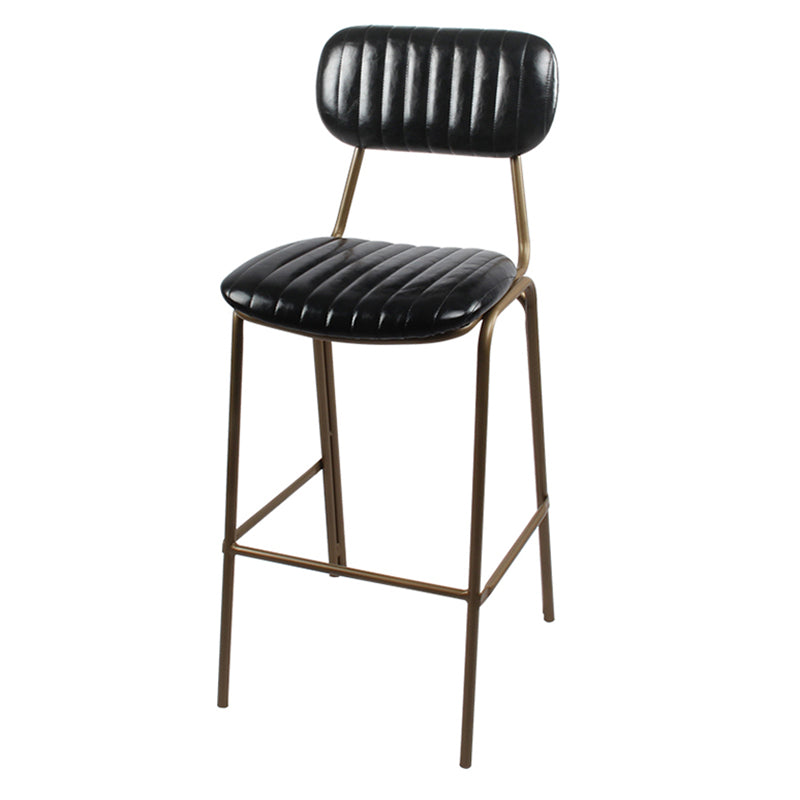 Industrial Leather Distressed Quilted Barstool Indoor Tall Stool with Rectangle Seat