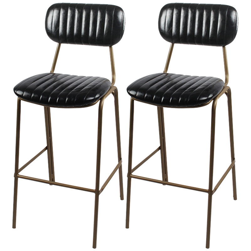 Industrial Leather Distressed Quilted Barstool Indoor Tall Stool with Rectangle Seat