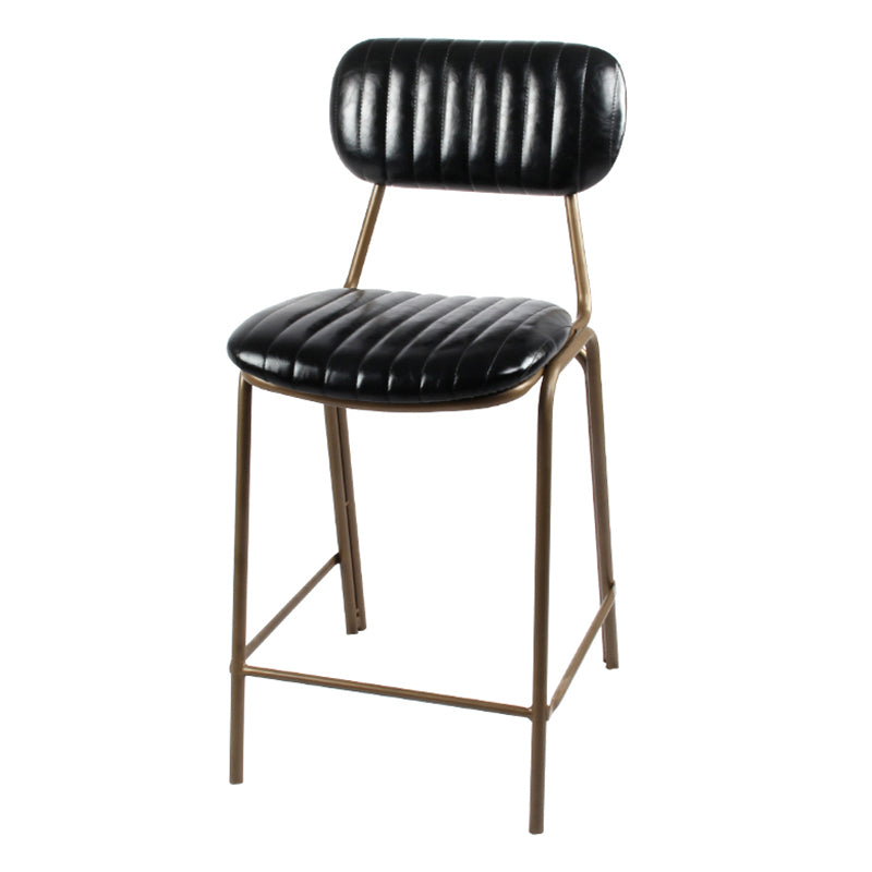 Industrial Leather Distressed Quilted Barstool Indoor Tall Stool with Rectangle Seat