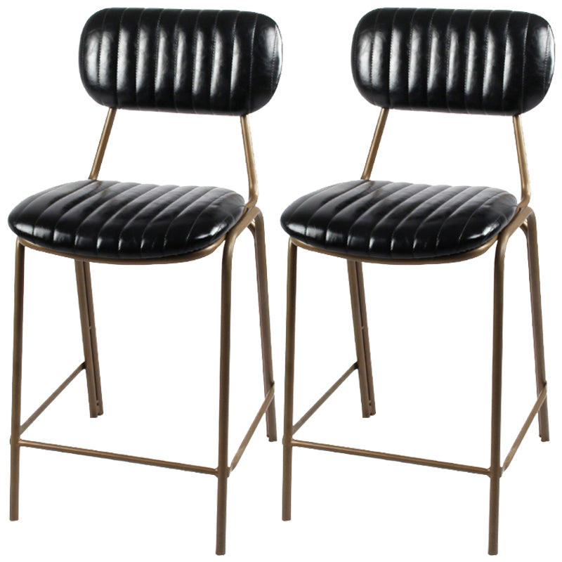 Industrial Leather Distressed Quilted Barstool Indoor Tall Stool with Rectangle Seat