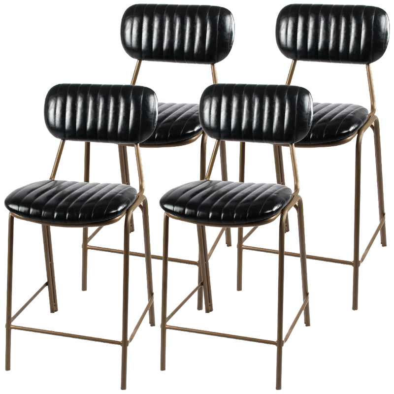 Industrial Leather Distressed Quilted Barstool Indoor Tall Stool with Rectangle Seat