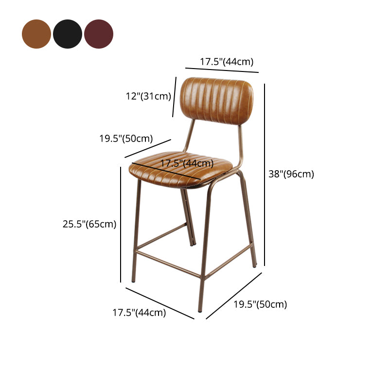 Industrial Leather Distressed Quilted Barstool Indoor Tall Stool with Rectangle Seat