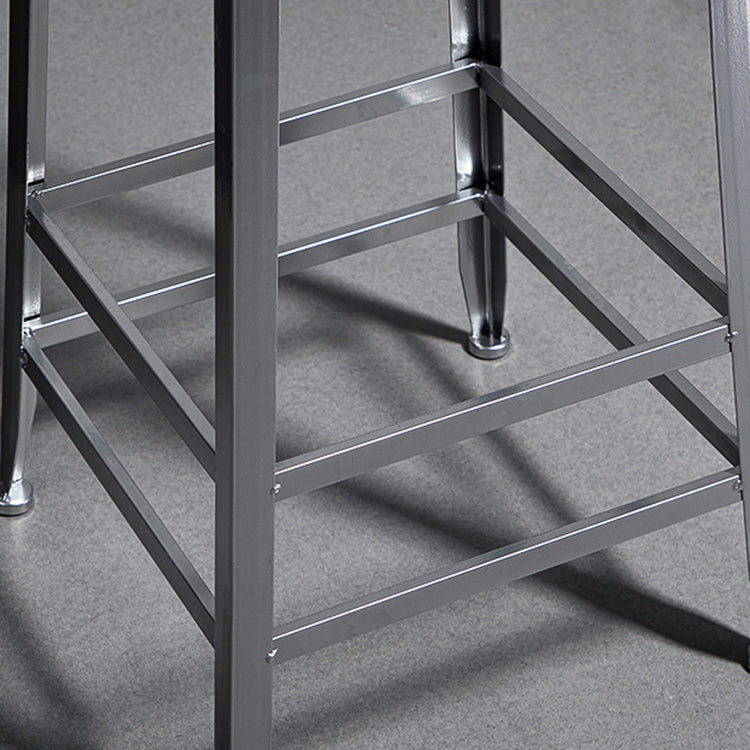 Armless Indoor Barstool Industrial Leather Counter Stool Brushed Silver