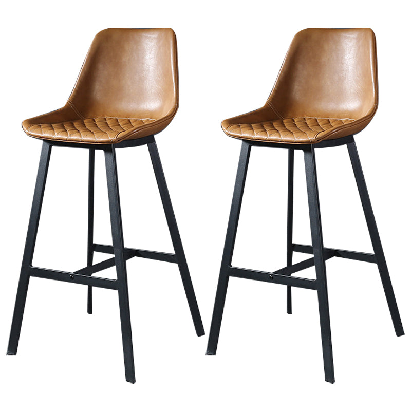 Modern Leather Seats Barstool Metal 4 Legs Base Bar Stool for Living Room