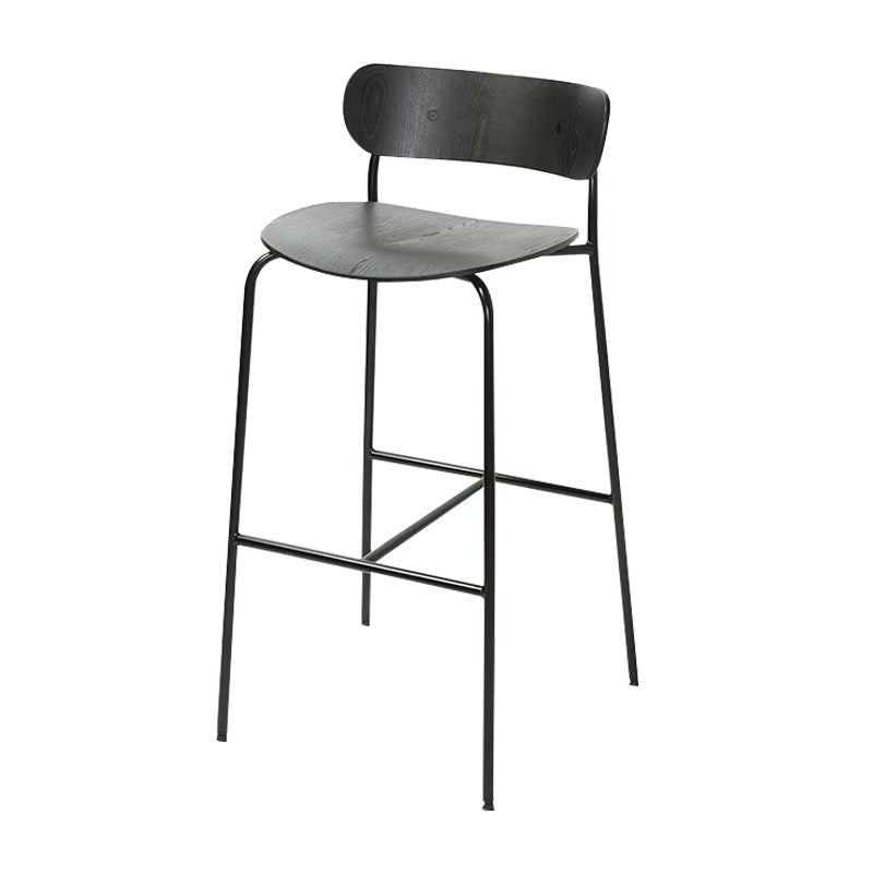 Low Back Metal Indoor Barstool Industrial Schwarzer hoher Hocker mit Holzsitz 1 Stück