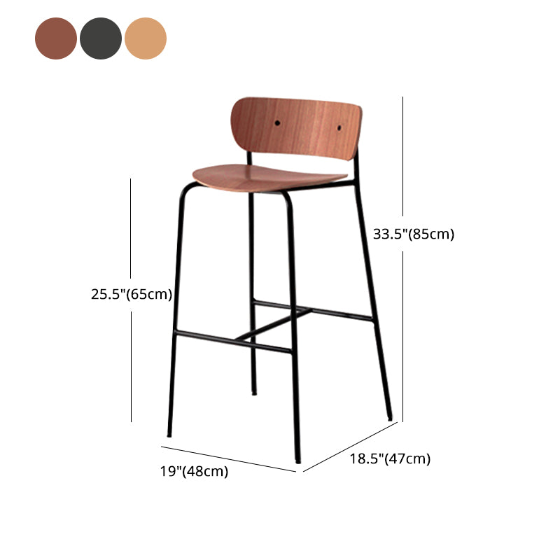 Low Back Metal Indoor Barstool Industrial Schwarzer hoher Hocker mit Holzsitz 1 Stück