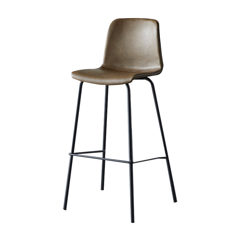 Industrial Upholstered Distressed Quilted Barstool Indoor Tall Stool with Bucket Seat