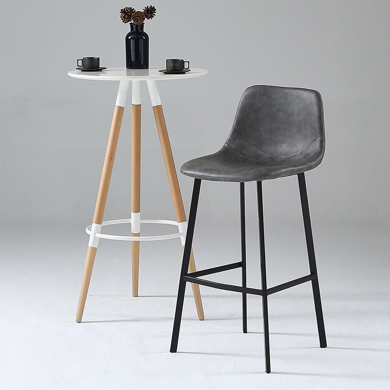 Nordic Style Leather Upholstered Barstool 4 Legs Bar Stool for Dining Room