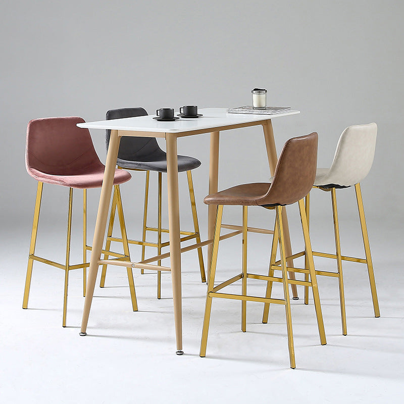 Nordic Style Leather Upholstered Barstool 4 Legs Bar Stool for Dining Room