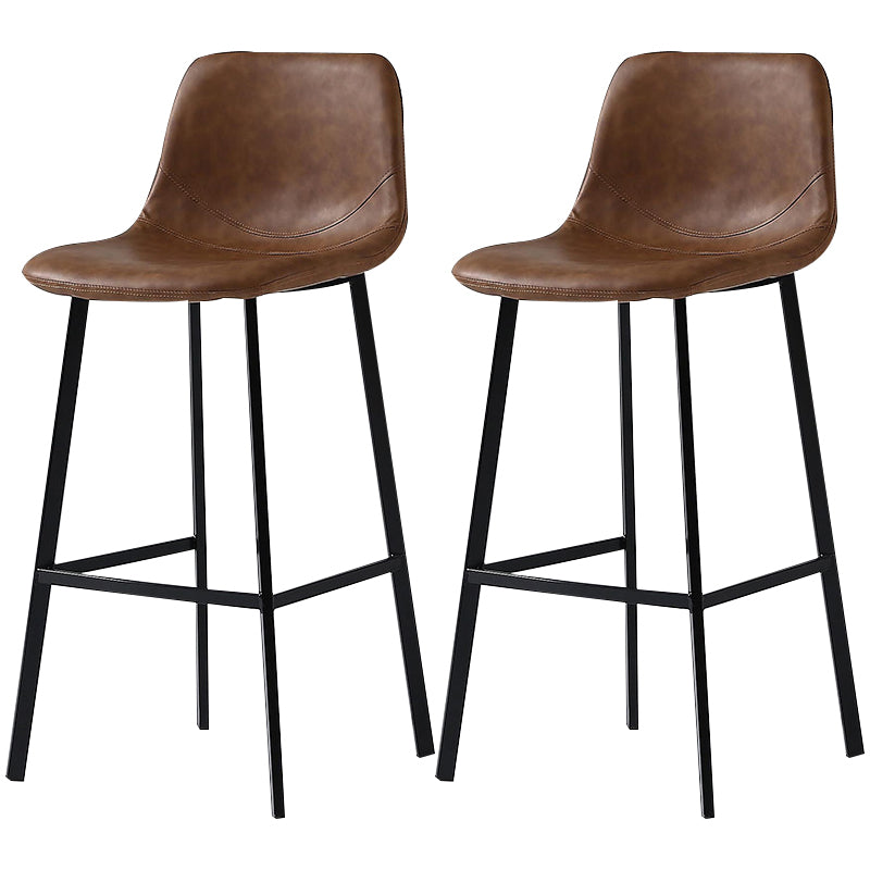 Nordic Style Leather Upholstered Barstool 4 Legs Bar Stool for Dining Room