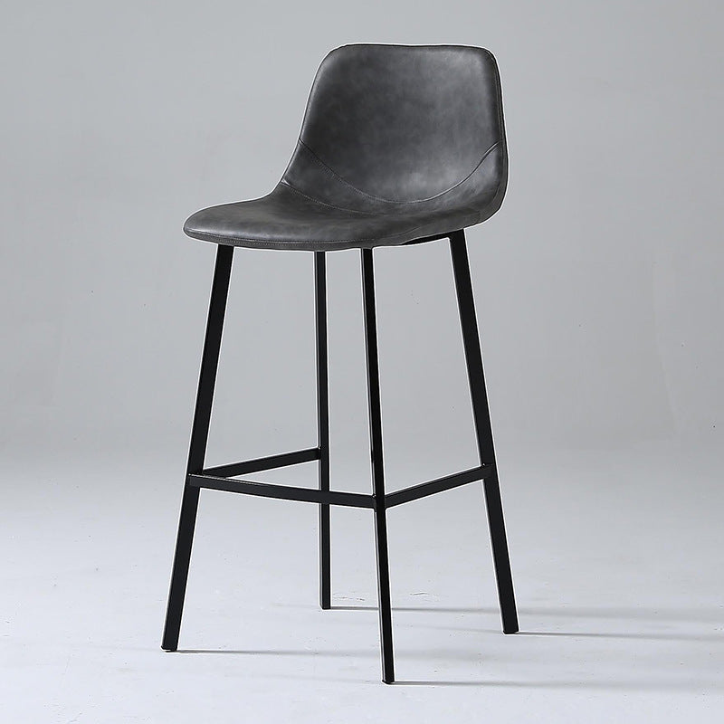 Nordic Style Leather Upholstered Barstool 4 Legs Bar Stool for Dining Room