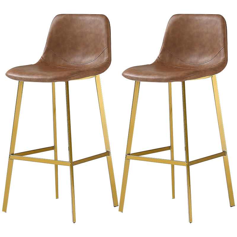 Nordic Style Leather Upholstered Barstool 4 Legs Bar Stool for Dining Room