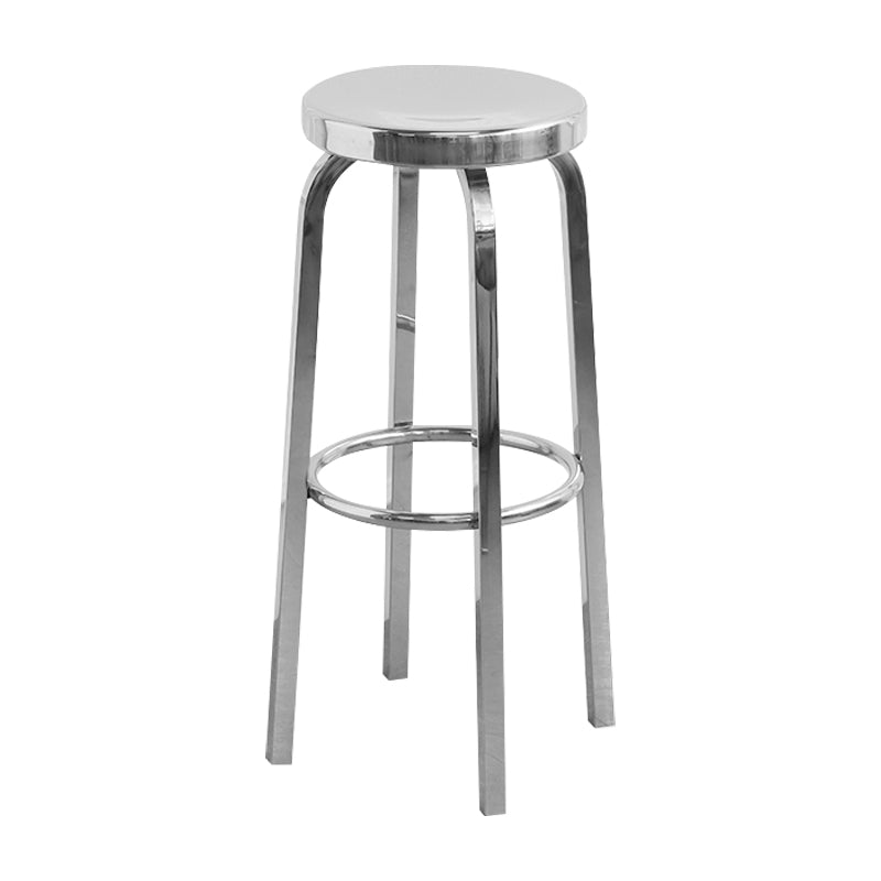 Tabouret de bar sans dossier brillant en acier inoxydable brossé, tabouret haut industriel d'intérieur, 1 pièce