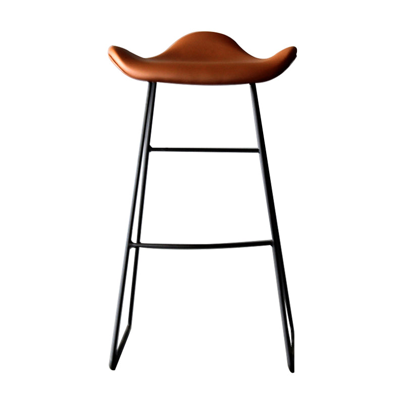 Black PU Leather Barstools Industrial Low Back Bristol Counter Stool with Saddle Seat