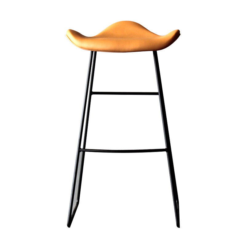Black PU Leather Barstools Industrial Low Back Bristol Counter Stool with Saddle Seat