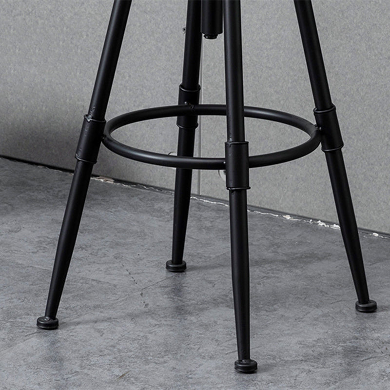 Industrial Iron Adjustable Swivel Barstool Indoor Tall Stool with Round Pine Seat