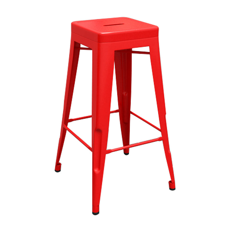 Industrial Iron 30" Barstool Indoor Stackable Tall Stool with Square Seat