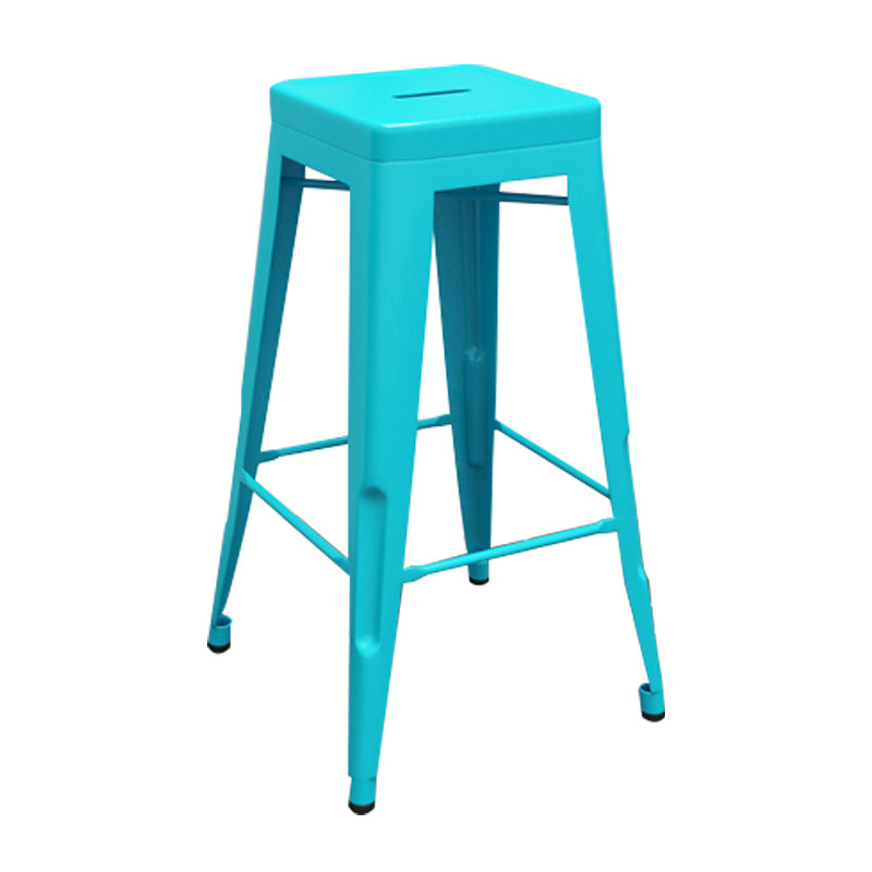 Industrial Iron 30" Barstool Indoor Stackable Tall Stool with Square Seat