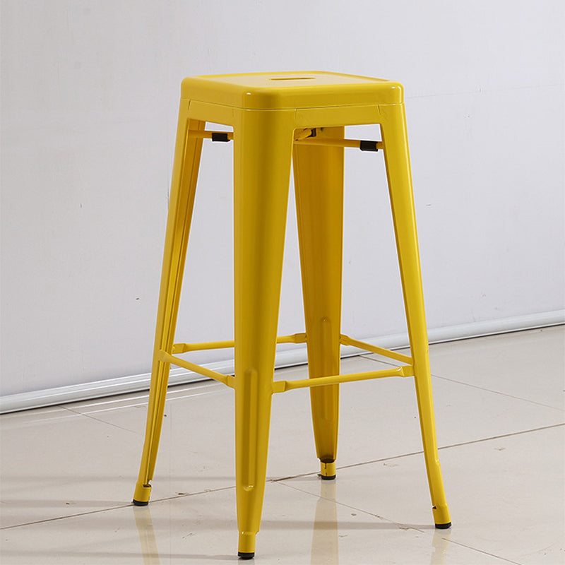 Industrial Iron 30" Barstool Indoor Stackable Tall Stool with Square Seat