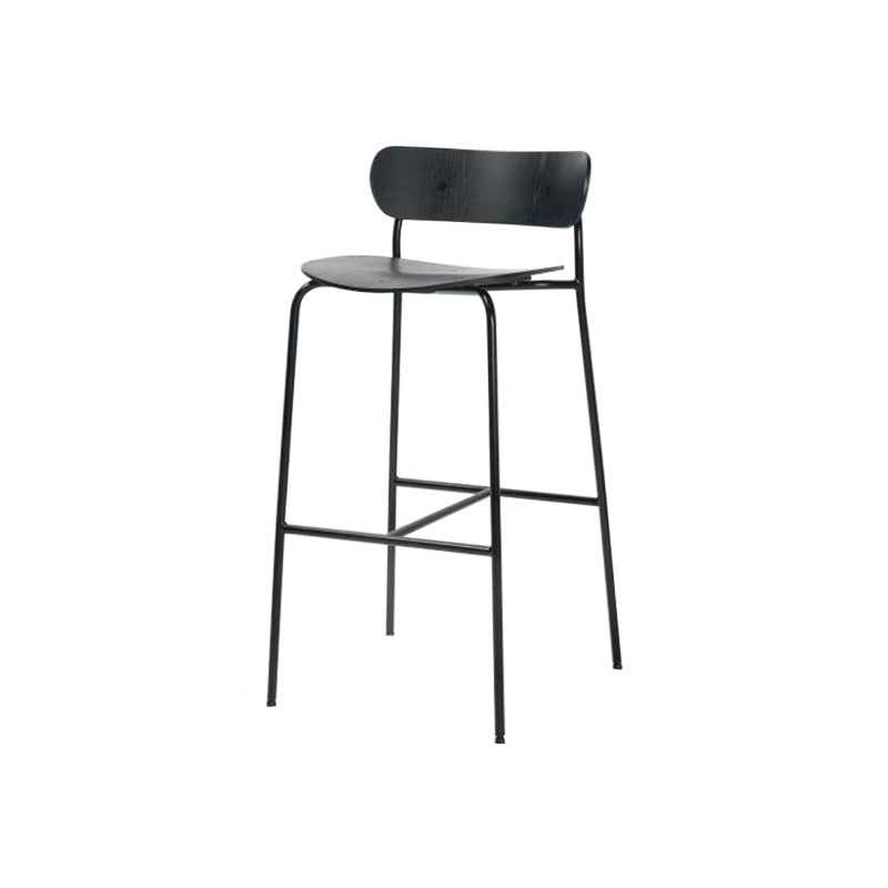 Industrial Black Counter Stool Iron Wooden Bar Bristol Stool with Low Back 1 Piece