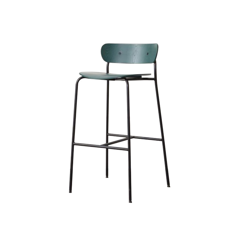 Taburete de mostrador negro industrial barra de madera de hierro taburete Bristol con espalda baja 1 pieza