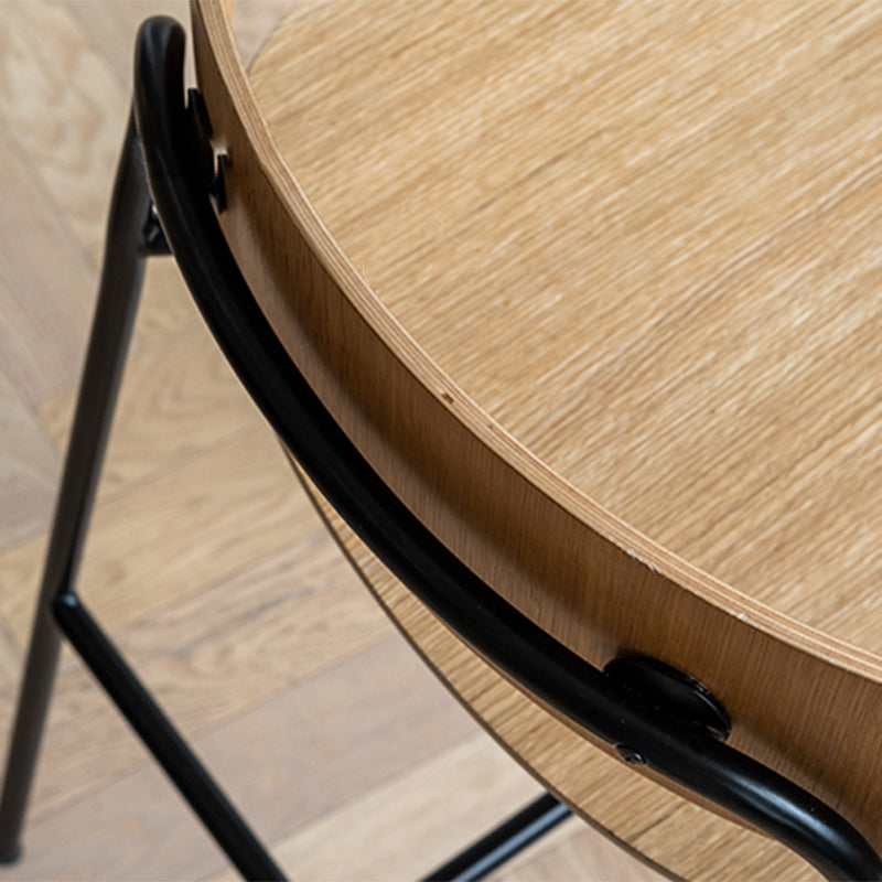 Taburete de mostrador negro industrial barra de madera de hierro taburete Bristol con espalda baja 1 pieza