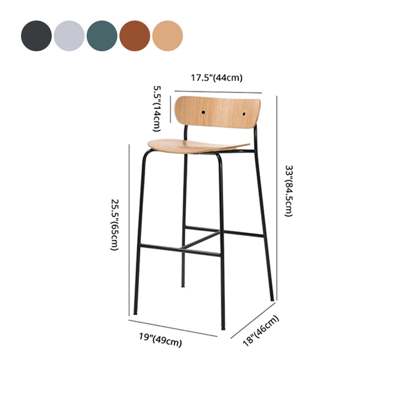 Taburete de mostrador negro industrial barra de madera de hierro taburete Bristol con espalda baja 1 pieza