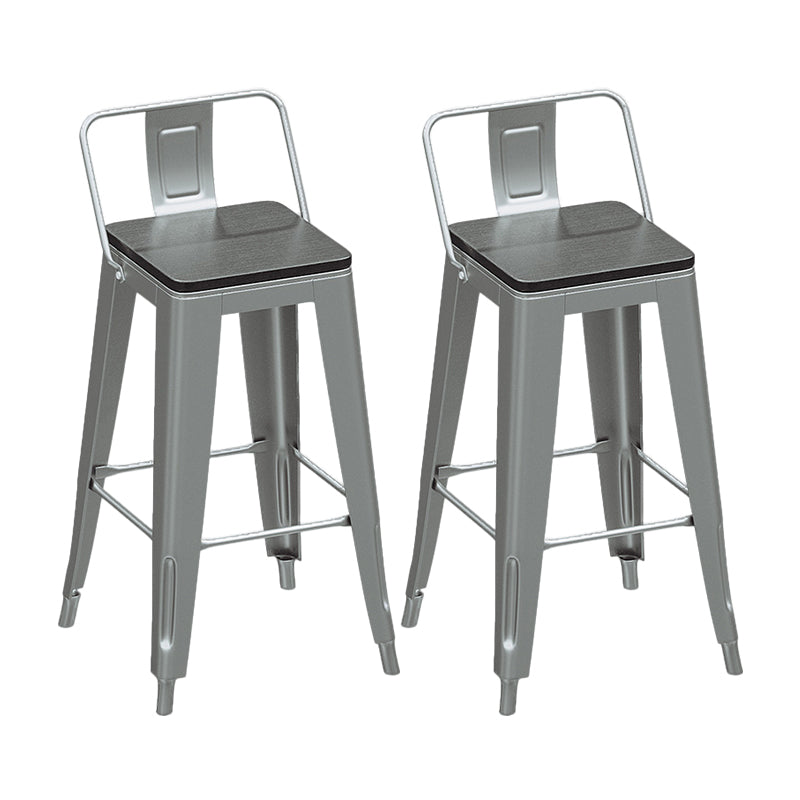 Industrial Silver Counter Stools Iron Wooden Bar Bristol Stools with Low Back